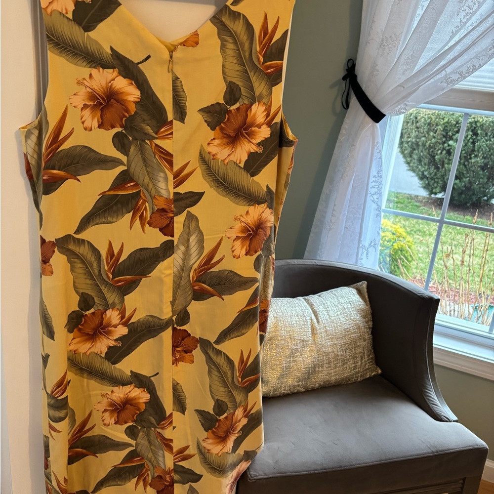 Tommy Bahama Yellow Tropical Floral Midi Dress